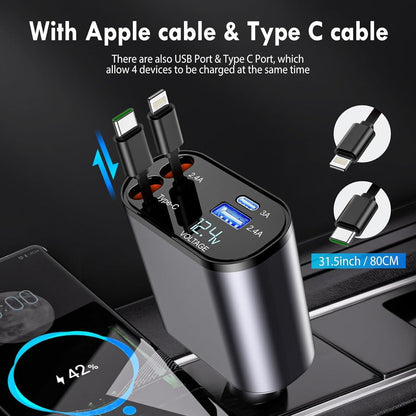 4 in 1 Retractable Car Charger 🔥