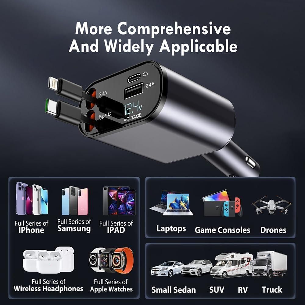 4 in 1 Retractable Car Charger 🔥